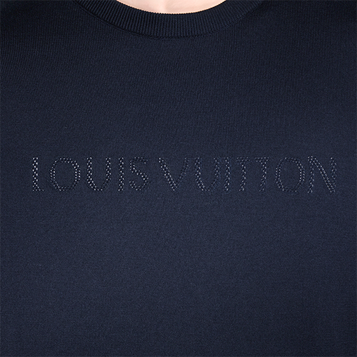 ルイヴィトンコピー LOUIS VUITTON 透かし彫り文字入りニット半袖Tシャツ
