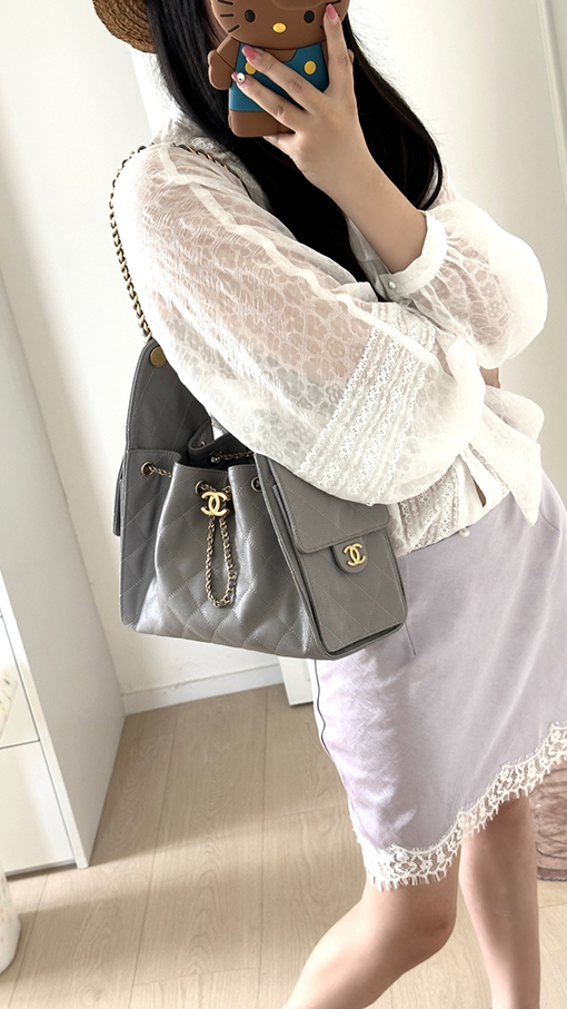 シャネルコピー Hobo Antiba レディースヒッピー風の小さなグレーのバッグ
