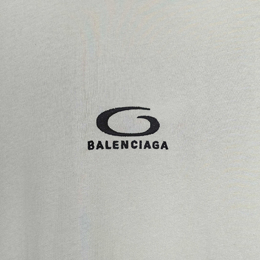 バレンシアガコピー BALENCIAGA Hybrid Double T-shirt in Light Grey/white アサシンハイブリッドダブルプリント刺繍入りライトグレー&ホワイト平織りフェイクツーピース長袖シャツ