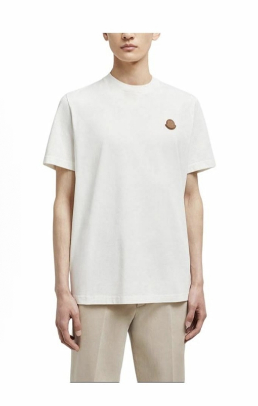 モンクレールコピー クラシックロゴ レザーラベル クルーネック 半袖Tシャツ