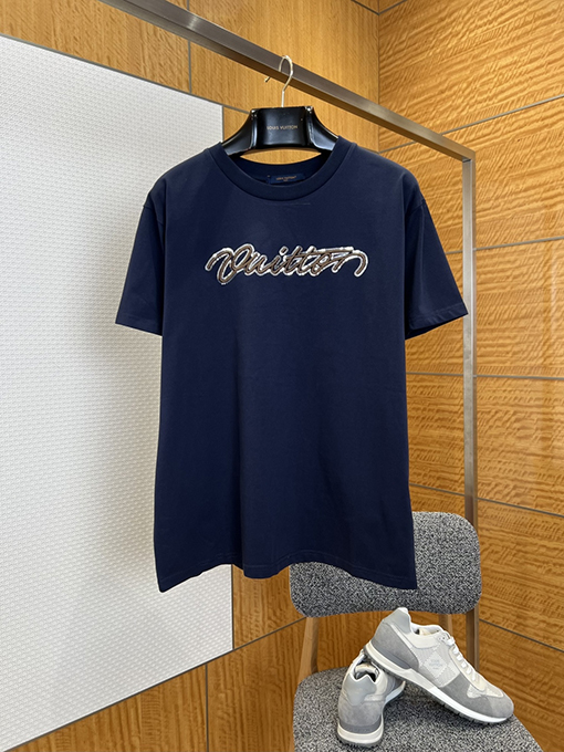 ルイヴィトン スパンコール刺繍入りレター半袖Tシャツ