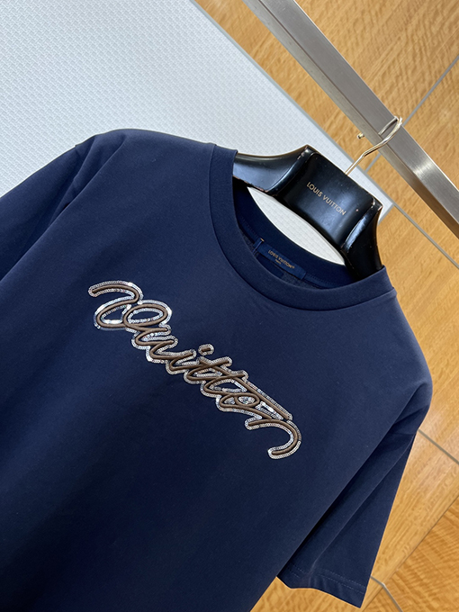 ルイヴィトン スパンコール刺繍入りレター半袖Tシャツ