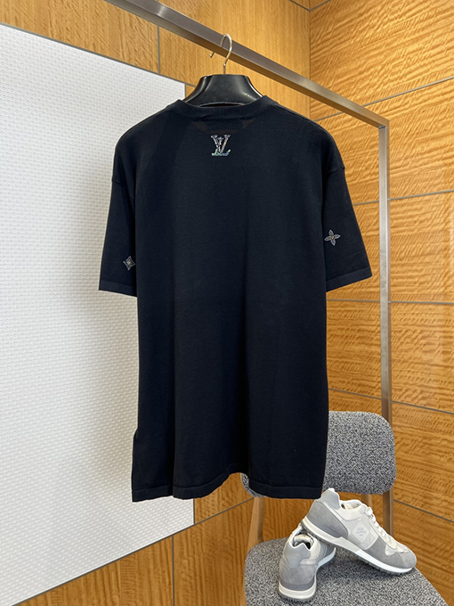 ルイヴィトンコピー ラインストーンモノグラムニット半袖Tシャツ
