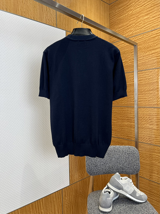 フェンディ ダブルF柄刺繍入りクルーネックニット半袖Tシャツ