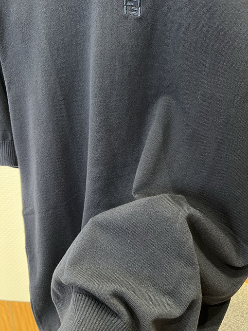 フェンディ ダブルF柄刺繍入りクルーネックニット半袖Tシャツ