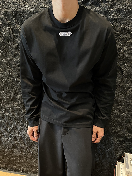 ディオールコピー Christian Dior Couture レターラベル付き純綿長袖カジュアルユニセックスカップルベースレイヤーシャツ