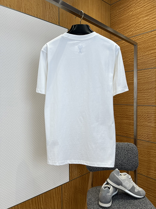 アミコピー クラシックなレターストライプ刺繍入り半袖Tシャツ