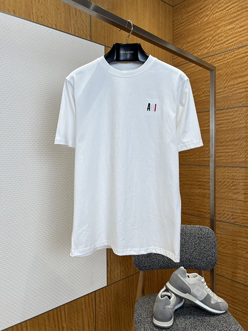 アミコピー クラシックなレターストライプ刺繍入り半袖Tシャツ
