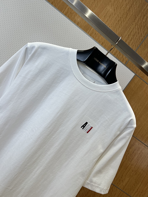 アミコピー クラシックなレターストライプ刺繍入り半袖Tシャツ
