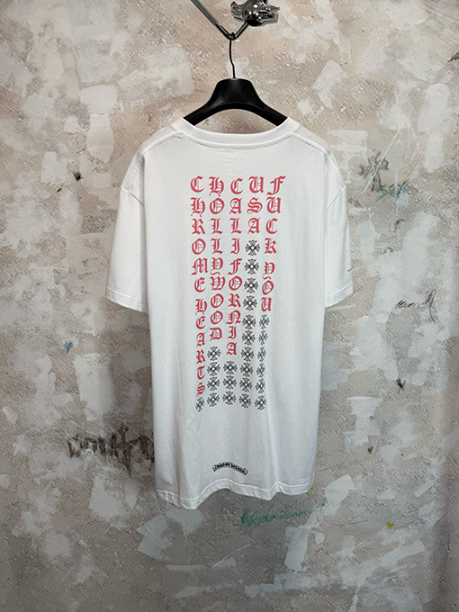 クロムハーツスーパーコピー 手作りのサンスクリット文字入り半袖Tシャツ