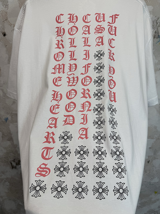 クロムハーツスーパーコピー 手作りのサンスクリット文字入り半袖Tシャツ