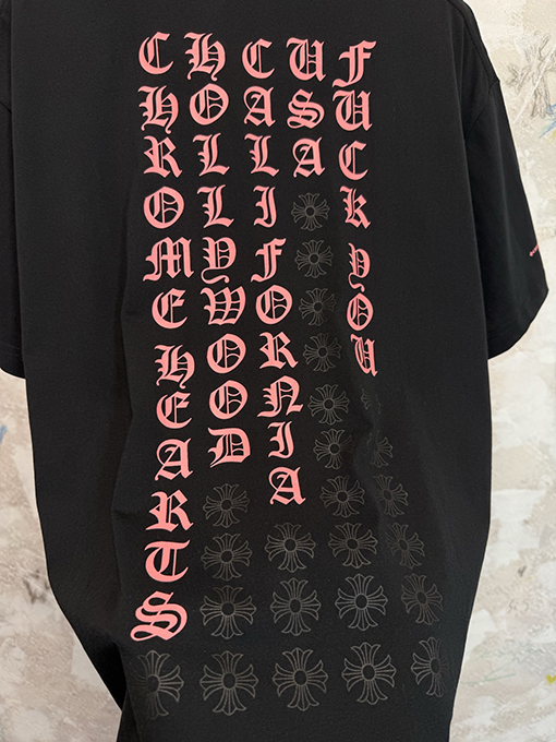 クロムハーツスーパーコピー 手作りのサンスクリット文字入り半袖Tシャツ