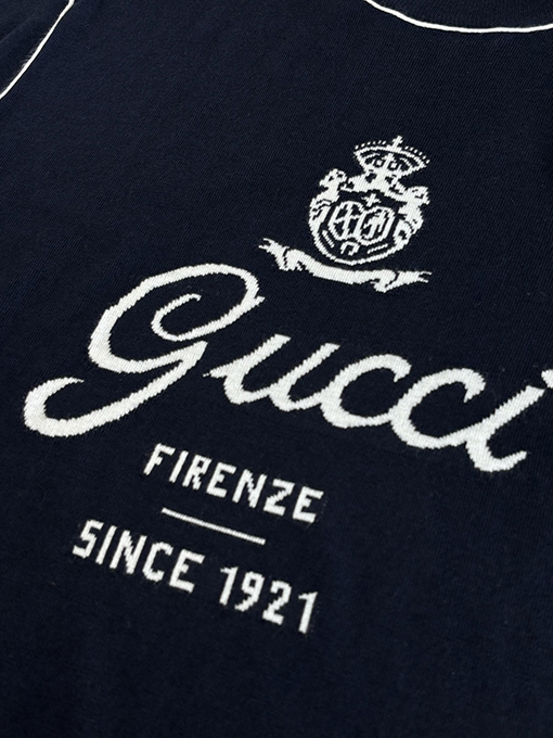 グッチスーパーコピー Gucci Firenze SINCE 1921 ロゴ入り半袖ニットセーター