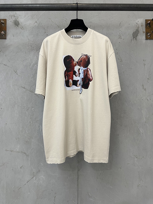アクネストゥディオズコピー Acne Studios クマ柄プリントの厚半袖Tシャツ