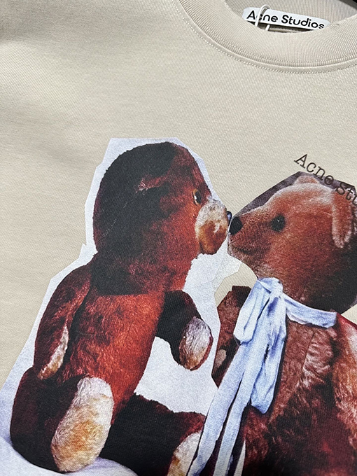 アクネストゥディオズコピー Acne Studios クマ柄プリントの厚半袖Tシャツ