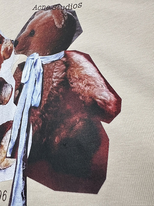 アクネストゥディオズコピー Acne Studios クマ柄プリントの厚半袖Tシャツ
