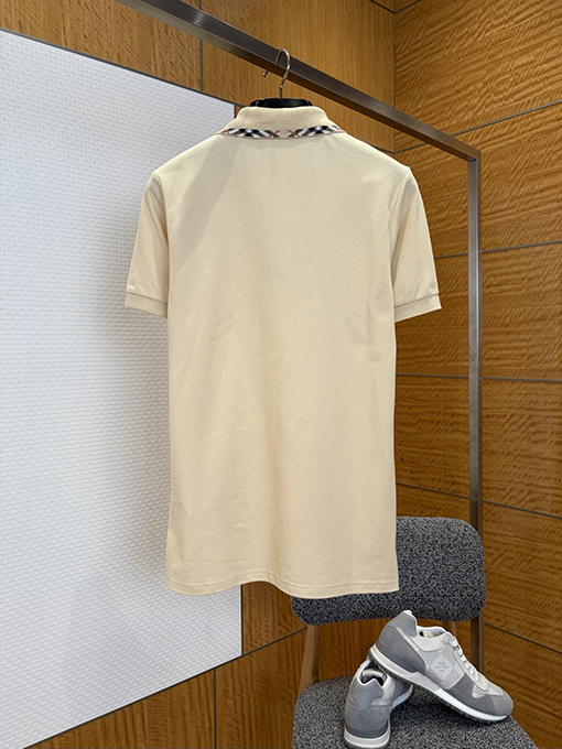 バーバリーコピー チェック柄襟刺繍入りカジュアル半袖ポロシャツ