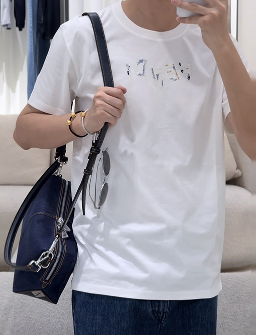 フェンディ FENDI カラーブロック刺繍文字入り半袖Tシャツ