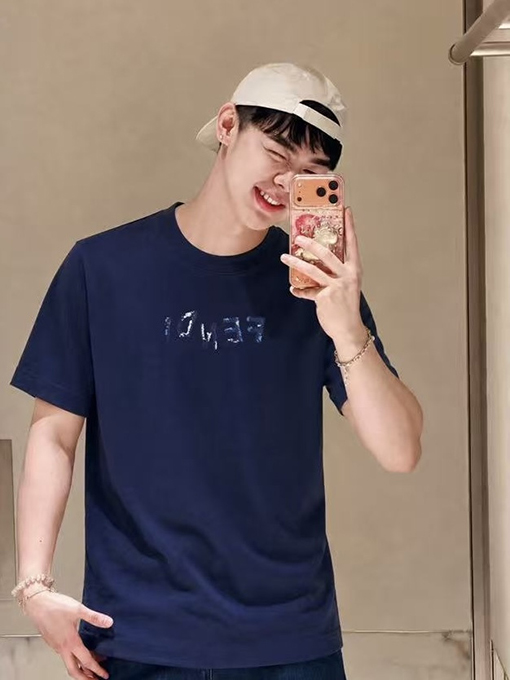 フェンディ FENDI カラーブロック刺繍文字入り半袖Tシャツ