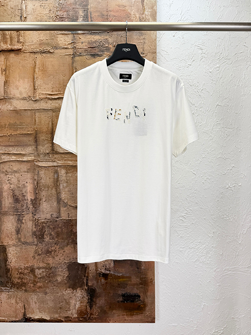 フェンディ FENDI カラーブロック刺繍文字入り半袖Tシャツ