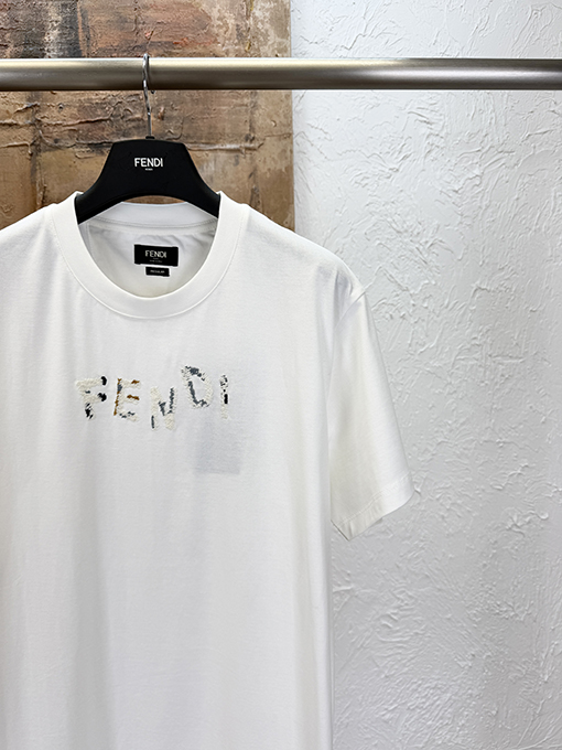 フェンディ FENDI カラーブロック刺繍文字入り半袖Tシャツ