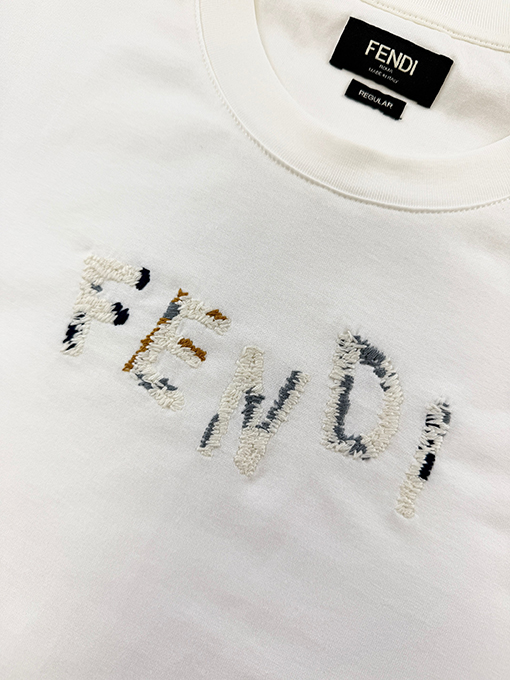 フェンディ FENDI カラーブロック刺繍文字入り半袖Tシャツ