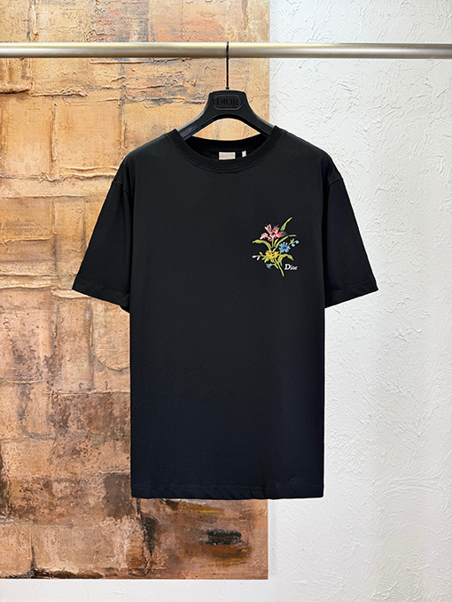 ディオール 組み合わせクラシックな花柄プリントの刺繍と半袖Tシャツ