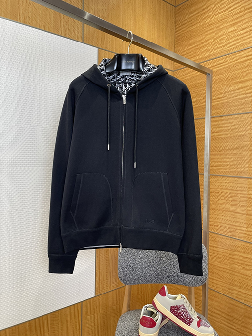 ディオールコピー 刺繍ロゴ入りジップアップパーカーとパンツのセット