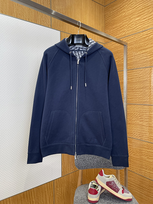 ディオールコピー 刺繍ロゴ入りジップアップパーカーとパンツのセット