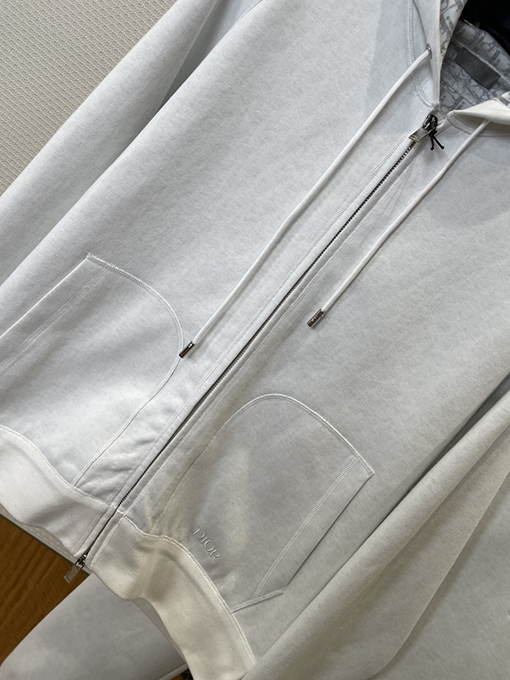 ディオールコピー 刺繍ロゴ入りジップアップパーカーとパンツのセット
