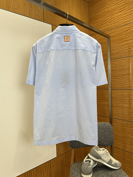 ルイヴィトン カジュアルでクラシックなチェック柄の刺繍入り半袖シャツとショートパンツのセット