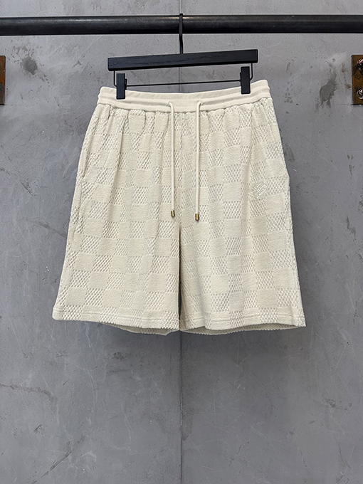ルイヴィトン チェック柄コットンテリージャカード刺繍入りショートパンツ