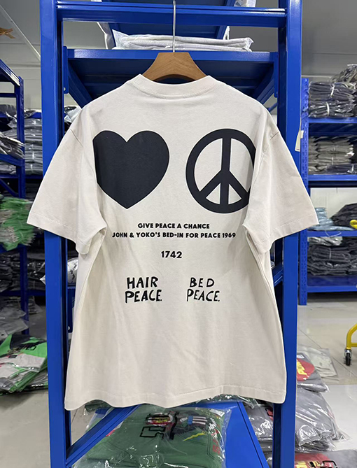 セントマイケルコピー IMAGINE PEACE セメントホワイト カジュアル半袖Tシャツ