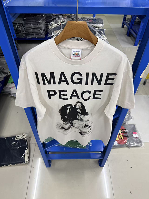 セントマイケルコピー IMAGINE PEACE セメントホワイト カジュアル半袖Tシャツ