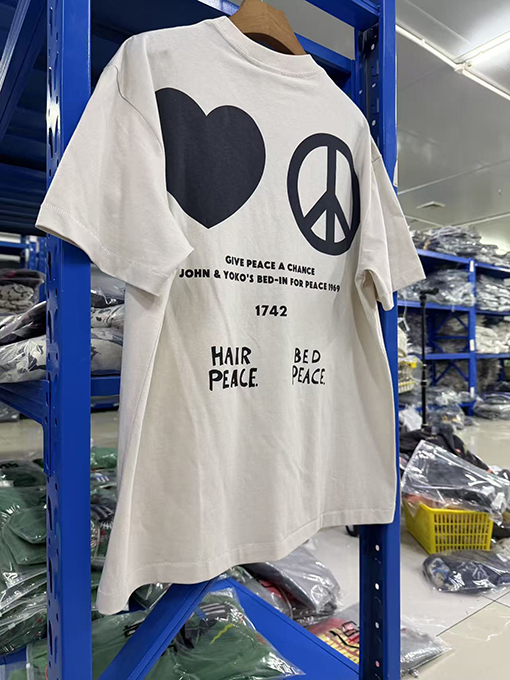 セントマイケルコピー IMAGINE PEACE セメントホワイト カジュアル半袖Tシャツ