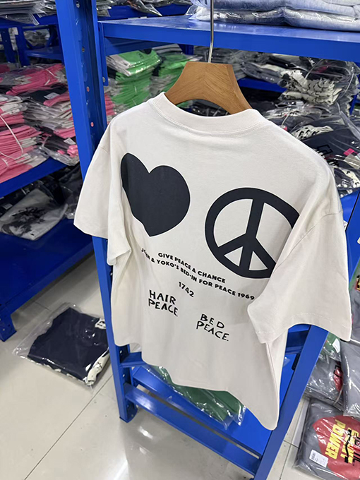 セントマイケルコピー IMAGINE PEACE セメントホワイト カジュアル半袖Tシャツ