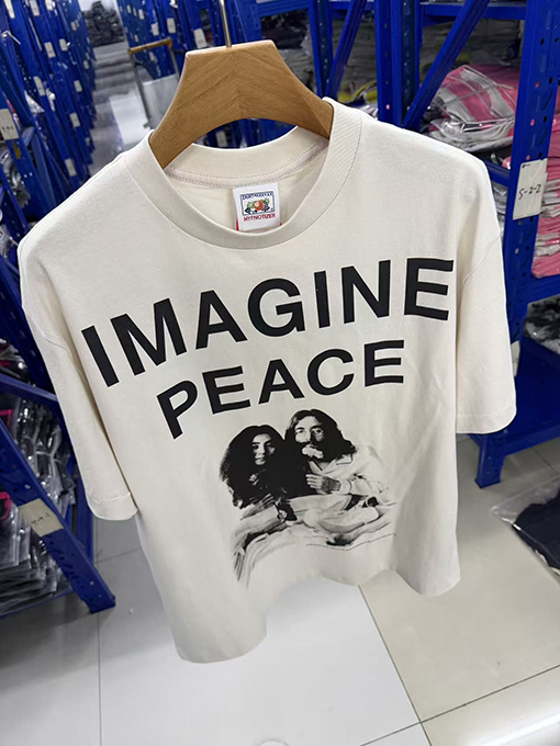 セントマイケルコピー IMAGINE PEACE セメントホワイト カジュアル半袖Tシャツ