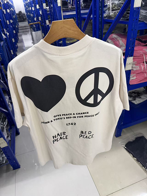 セントマイケルコピー IMAGINE PEACE セメントホワイト カジュアル半袖Tシャツ
