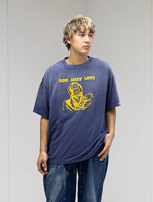 セントマイケルスーパーコピー BAPE AWAY LOVE「エイプヘッド」ウォッシュ半袖Tシャツ