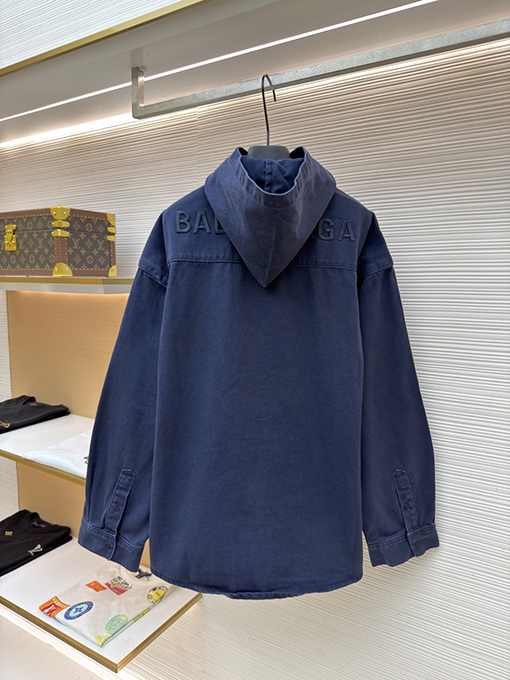 バレンシアガ BALENCIAGA シャツカラーのフード付きデニムジャケット