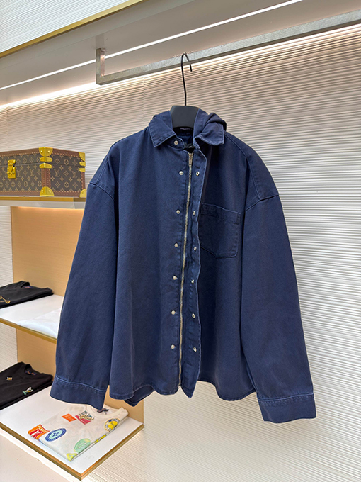 バレンシアガ BALENCIAGA シャツカラーのフード付きデニムジャケット