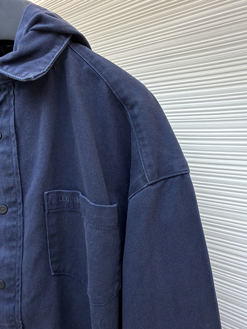 バレンシアガ BALENCIAGA シャツカラーのフード付きデニムジャケット