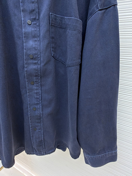 バレンシアガ BALENCIAGA シャツカラーのフード付きデニムジャケット