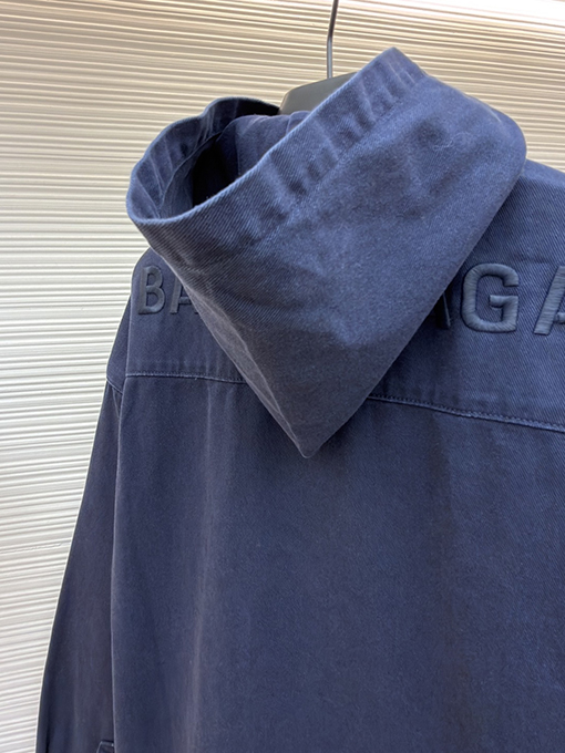 バレンシアガ BALENCIAGA シャツカラーのフード付きデニムジャケット
