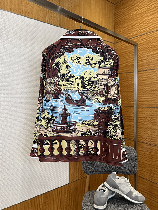 ヴェルサーチコピー レトロな油絵風プリントの長袖シャツ