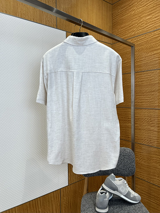 プラダスーパーコピー クラシックなロゴ刺繍入りドレープ半袖シャツとパンツのスーツ