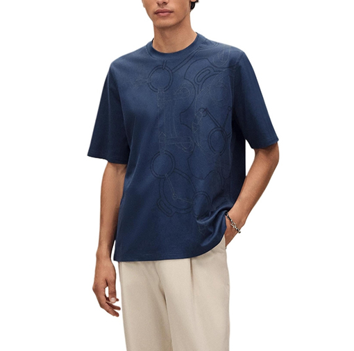 エルメス 乗馬ラインプリント半袖Tシャツ