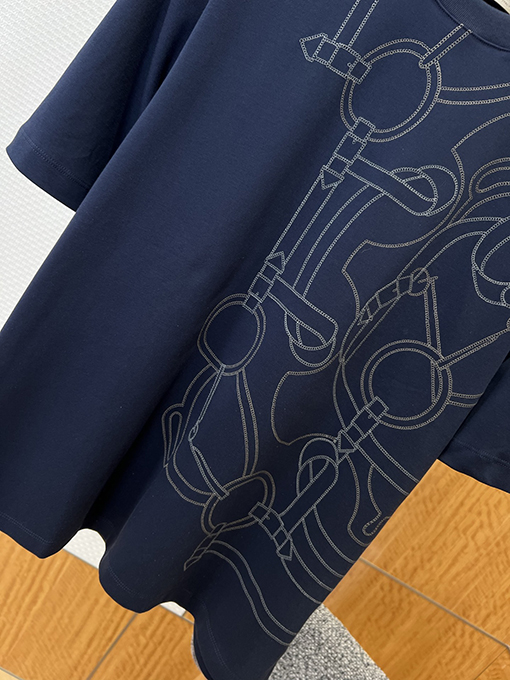 エルメス 乗馬ラインプリント半袖Tシャツ