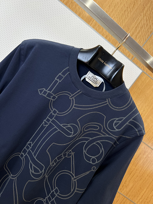エルメス 乗馬ラインプリント半袖Tシャツ