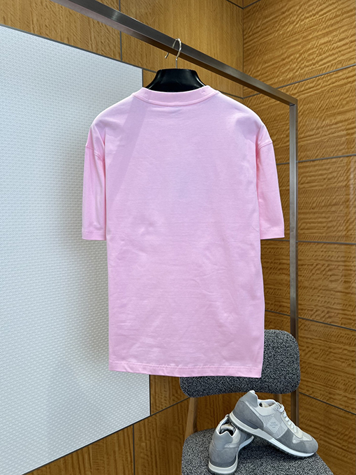 バーバリーコピー 乗馬騎士ロゴ入りチェック柄プリント半袖Tシャツ
